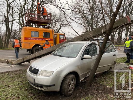 В Кривом Роге пьяный водитель снес дерево и разбился о столб