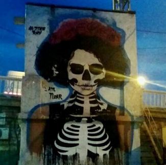 граффити скелет в Днепре, фото dp.vgorode.ua