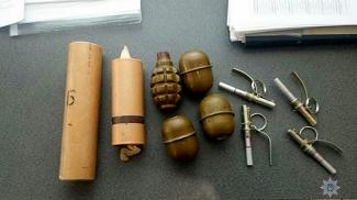 фото ГУНП, гранаты в лесополосе