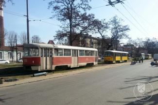 Трамвайная пробка в Днепропетровске