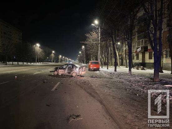 В Кривом Роге пьяный водитель разбил авто о деревья