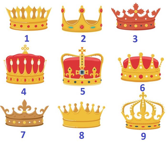 Тест по картинке: выбери корону и узнай о своем характере