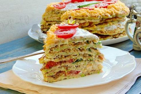 Закусочный торт из кабачков быстрого поедания: пошаговый рецепт