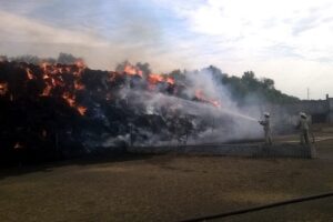 пожар в хозяйстве, горел стог сена, фото ГСЧС