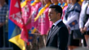 Владимир Зеленский на церемонии поднятия флага Украины