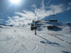 Олень перебежал дорогу горнолыжнице во время спуска