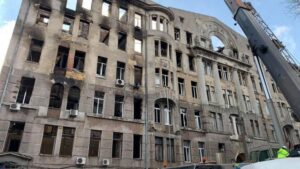 Пожар в одесском колледже - место происшествия