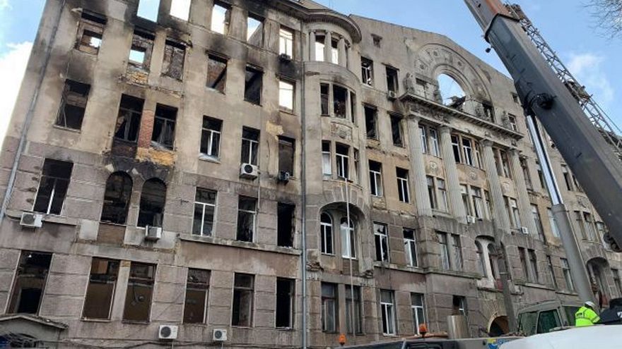 Пожар в одесском колледже - место происшествия