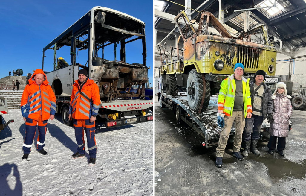 У Дніпрі влаштували виставку авто, пошкоджених через війну