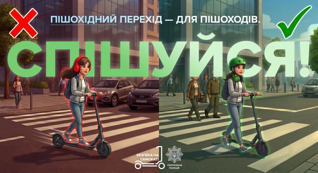 У Дніпрі водії самокатів мають злазити на пішохідних переходах