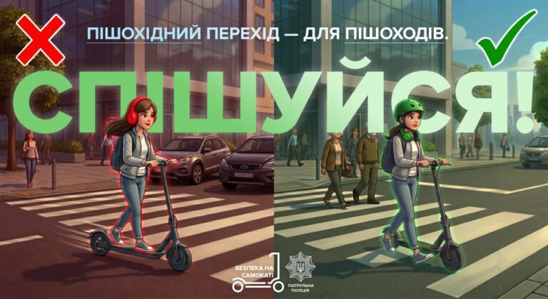У Дніпрі водії самокатів мають злазити на пішохідних переходах