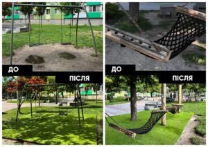 У сквері на Слобожанському встановили штучний газон на проблемних ділянках