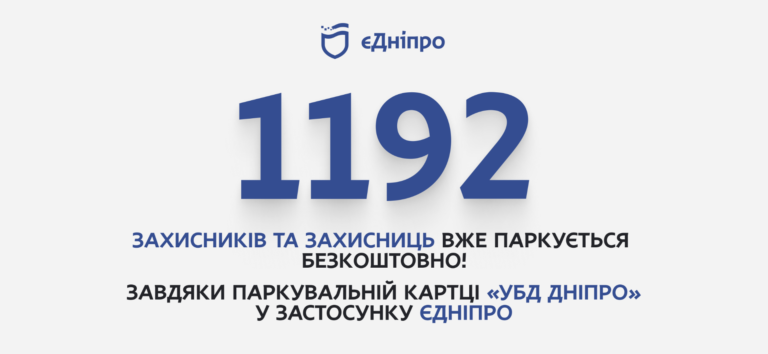Для безоплатного паркування: у Дніпрі 1 192 захисники та захисниці оформили паркувальну картку “УБД Дніпро” через застосунок “єДніпро”