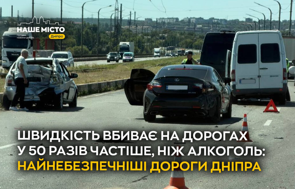 Перевищення швидкості у Дніпрі: ДТП у 50 разів частіше, ніж через алкоголь